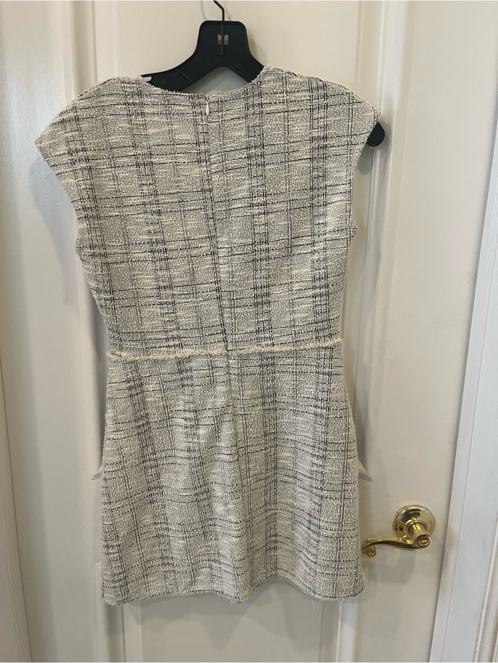 Zara Ivory and Black Tweed Mini Dress